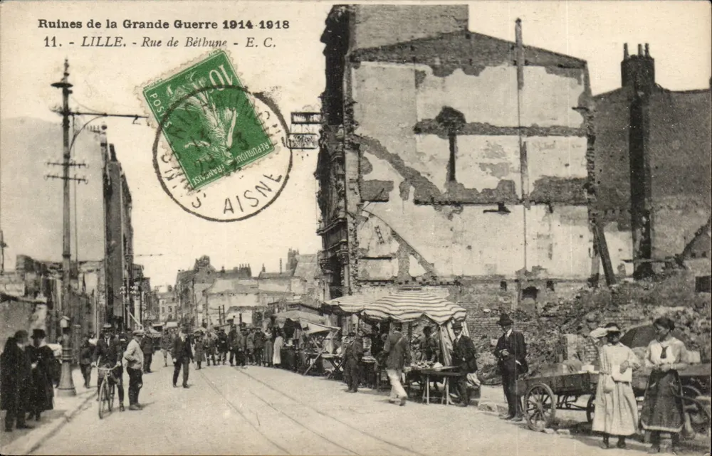 Ruinen des Ersten Weltkriegs 1914-1918 — Lille, Rue de Béthune — E.C. - Vorderseite