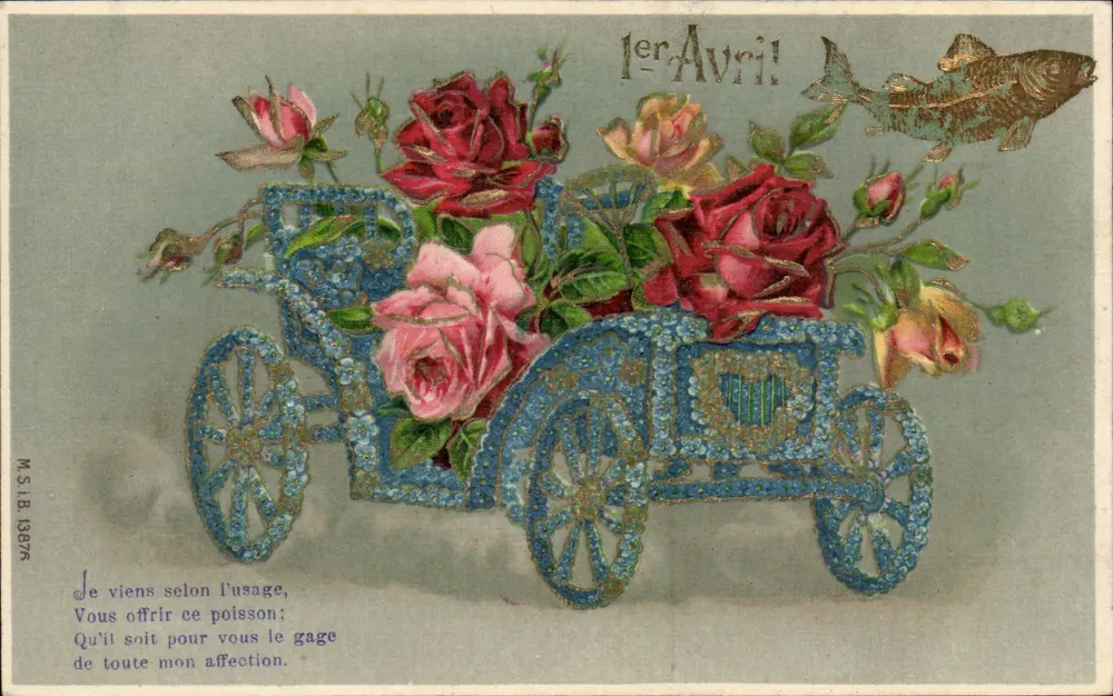 Geschenk zum April — Fisch und Rosen — M.S.I.B. 13876 - Vorderseite