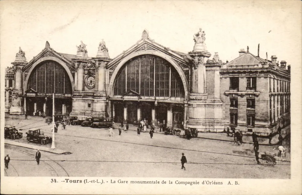 Tours (Indre-et-Loire) — Die monumentale Station der Compagnie d'Orléans — A. B. - Vorderseite