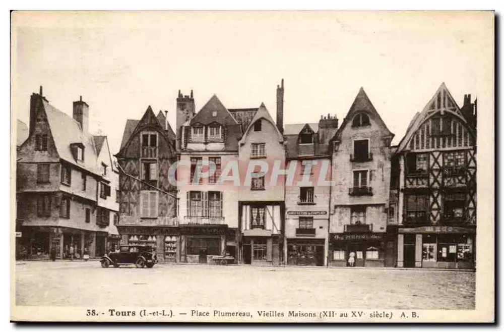 Tours (Loire-et-Loire) — Place Plumereau, Vieilles Maisons (XIIe au XVe siècle) — A. B. - Vorderseite