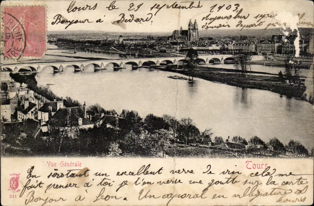 Ogólny widok Tours — widok na Loarę — wydawca Paryż, n° 241 - Awers