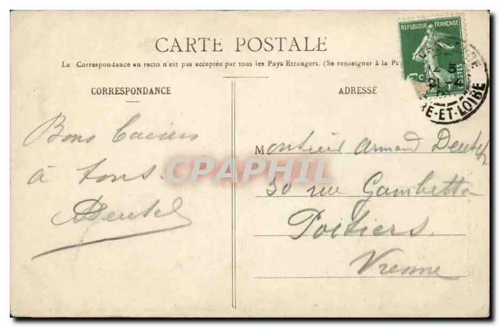 Tours - Hotel Gouvin - H. B. - n°63 - Verso