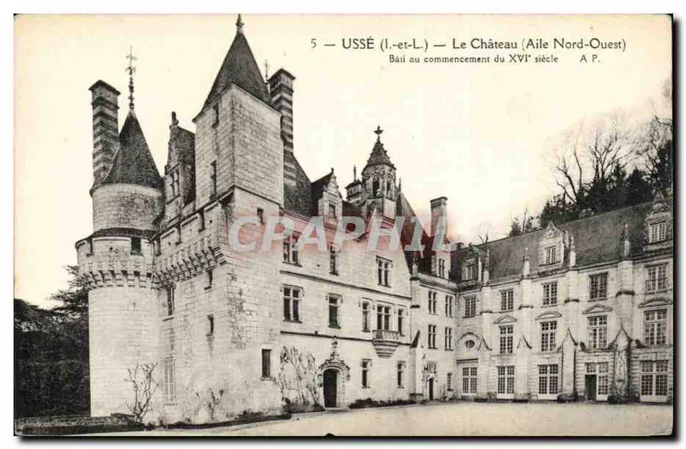 Ussé (Loir-et-Cher) — O Castelo (Ala Noroeste) — Construído no início do século XVI — A.P. - Frente