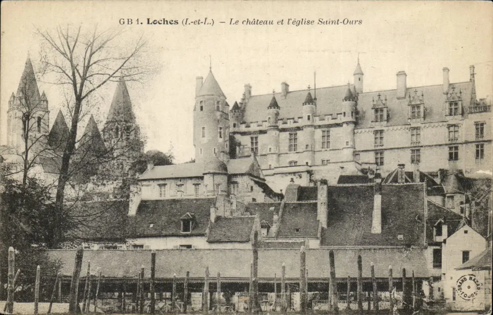 Loches (Loire-et-Loire) — O castelo e a igreja de Saint-Ours — editor Brande Tours, n° GB1 - Frente