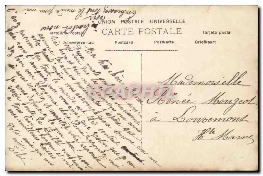 Kind mit Blumenstrauß — Verlag Filié, Nr. 601C — 10c Stempel - Rückseite