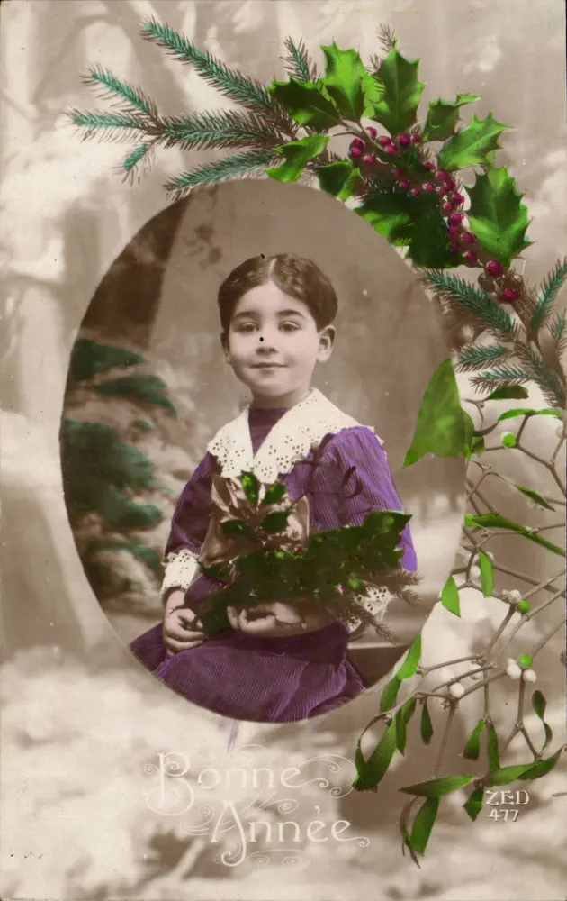 Kind in einem violetten Kleid — Frohes Neues Jahr — ZED 477 - Vorderseite