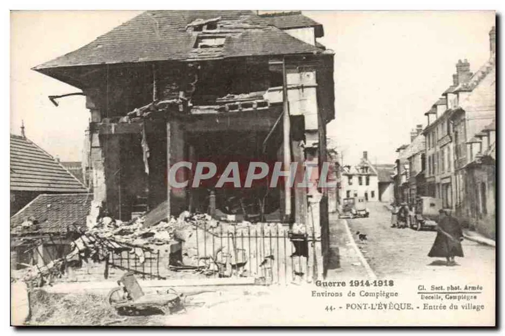 Ponte do Bispo — Entrada do vilarejo — Cl. Sect. fot. Exército, Decelle, Compiègne - Frente