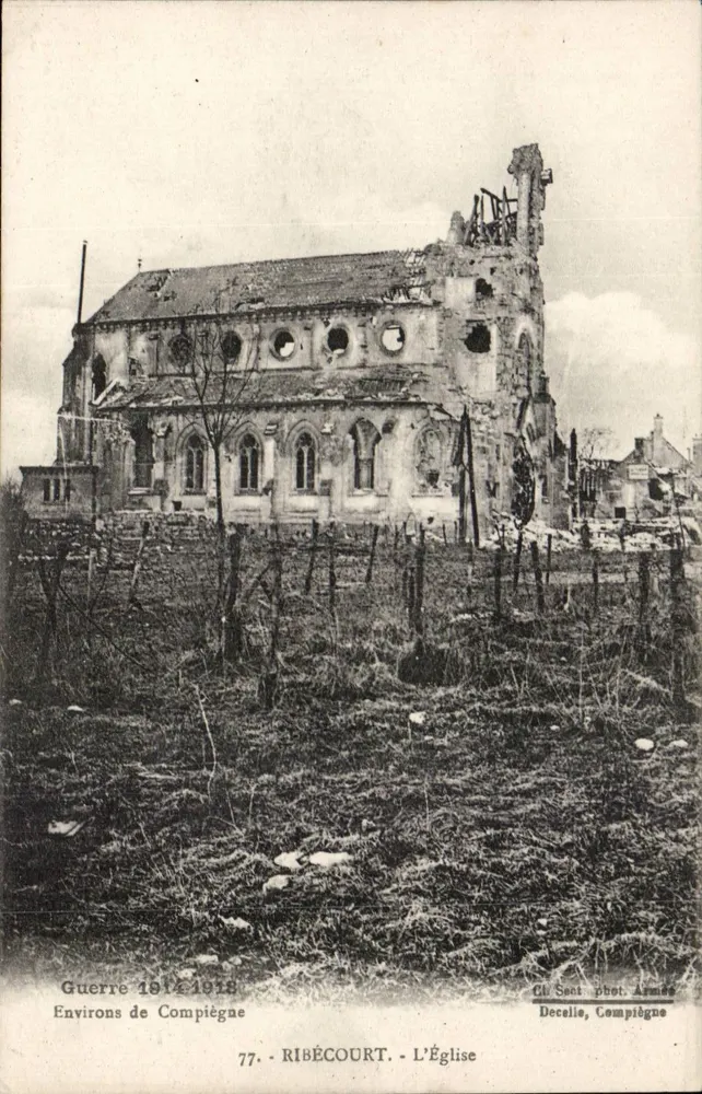 Ribécourt — A Igreja destruída — Decelle, Compiègne - Frente
