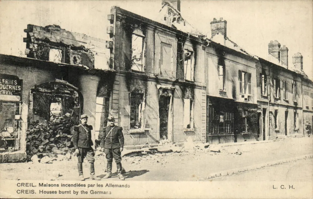 Creil — maisons incendiées par les Allemands — L.C.H. - Vorderseite