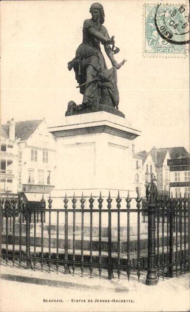 Beauvais — Estátua de Jeanne-Hachette — fototipia A. Berger, Paris - Frente
