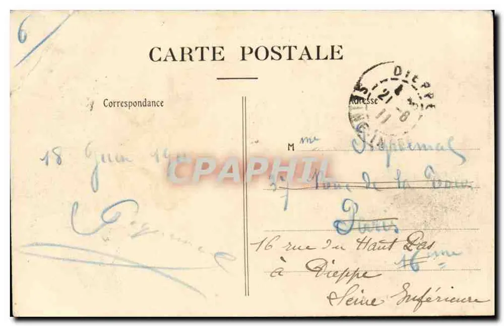 Fest der Jeanne d'Arc - Compiègne (28. Mai - 5. Juni 1911) — Ein Ritter bereitet sich auf ein Turnier vor — Verlag: Le Hain, Compiègne, Nr. 0.07 - Rückseite