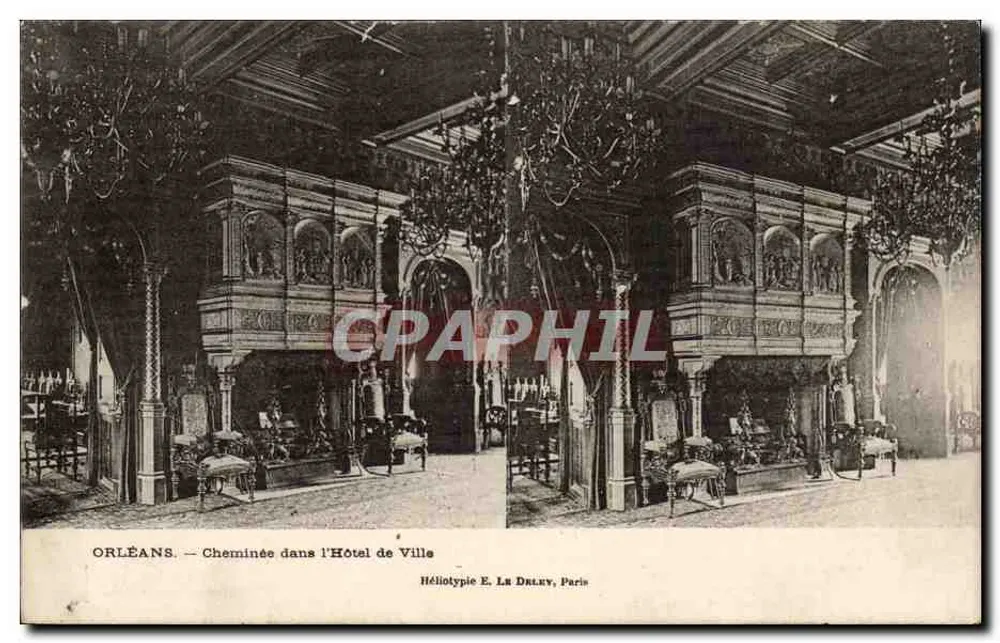 Orléans — Lareira na Prefeitura — Héliotypie E. La Drény, Paris - Frente