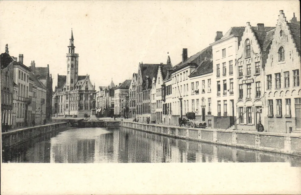 Canal de Bruges — vista com igreja e edifícios — editor Brugge Gruppo Esperantista - Frente