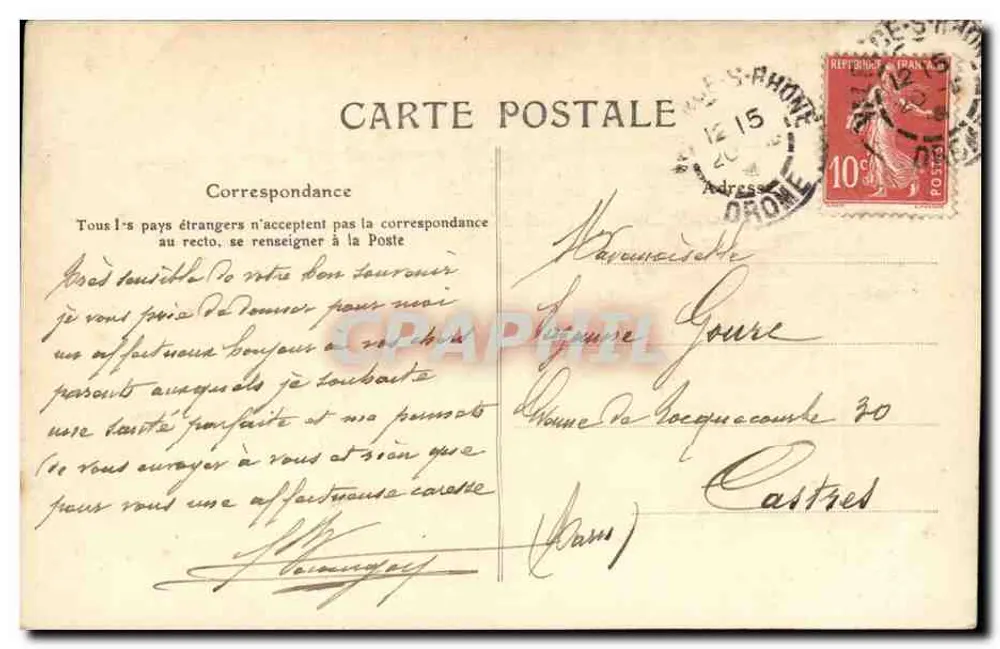 Piekna Drôme — Widok z Avenue Gambetta w Valence — Artige fils, wydawca, Aubenas (Ardèche) nr 3480 - Rewers