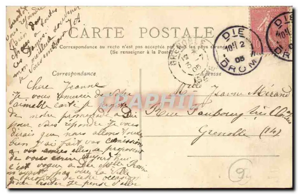 Die (Drôme) — Hotel de Ville — Argod Carras, wydawca, Die - Rewers