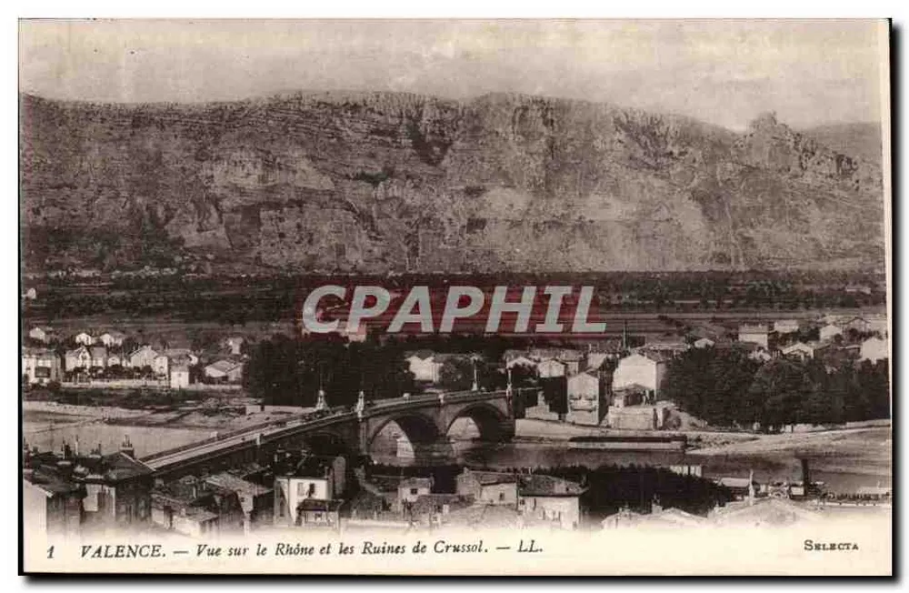 Valence — Blick auf den Rhône und die Ruinen von Crussol — Selecta - Vorderseite