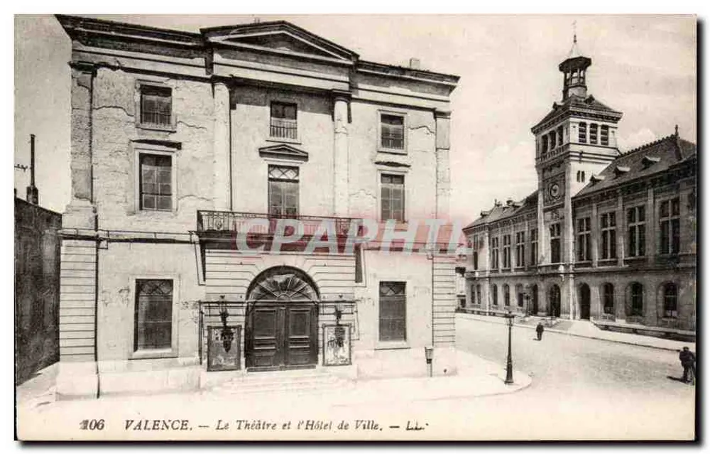 Valence — Das Theater und das Rathaus — LL. — n° 106 - Vorderseite