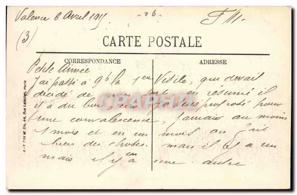 Valence — Grand Seminar — Depot der Genesenden — LL. — Selecta - Rückseite