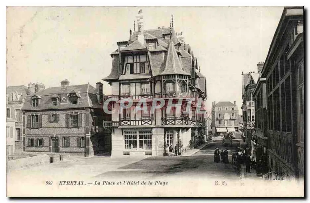 ÉTRETAT — Die Place und das Hotel de la Plage — E. F., Jhoc - Vorderseite