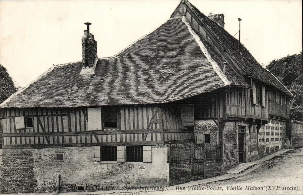 Étouillers (Seine-Inférieure) — Rue Vieille-Cohue, Alte Haus (16. Jahrhundert) — LABEL - Vorderseite