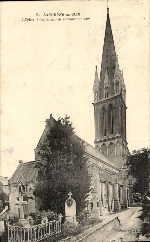 Langrune-sur-Mer — Die Kirche, Glockenturm 1908 restauriert — Sammlung AD - Vorderseite