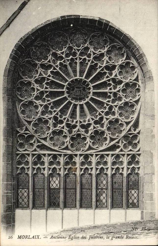 Morlaix — Alte Kirche der Jakobiner, die große Rosefenster — Phototypie N° 26 - Vorderseite