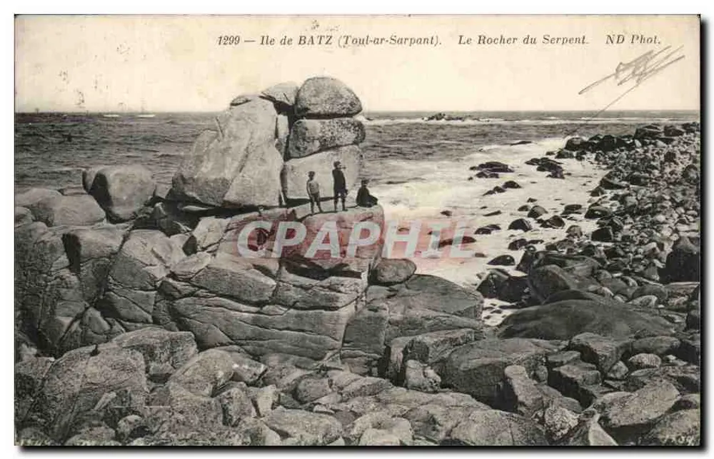 Ilha de BATZ (Toul-ar-Sarpant) — O Rocha do Serpente — ND Fot. - Frente