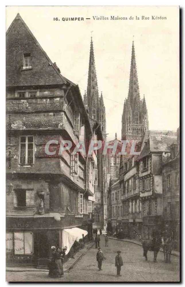 Quimper — Alte Häuser der Kéréon-Straße — Verleger: H. Brest - Vorderseite