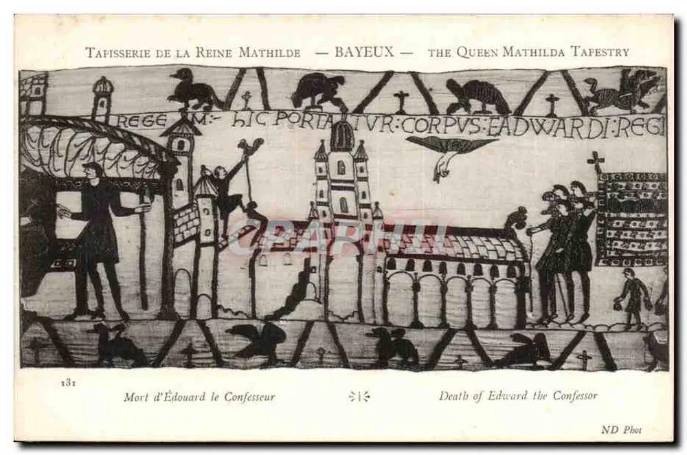 Tapisserie der Königin Mathilde — Bayeux — Tod des Edward des Bekenner - Vorderseite