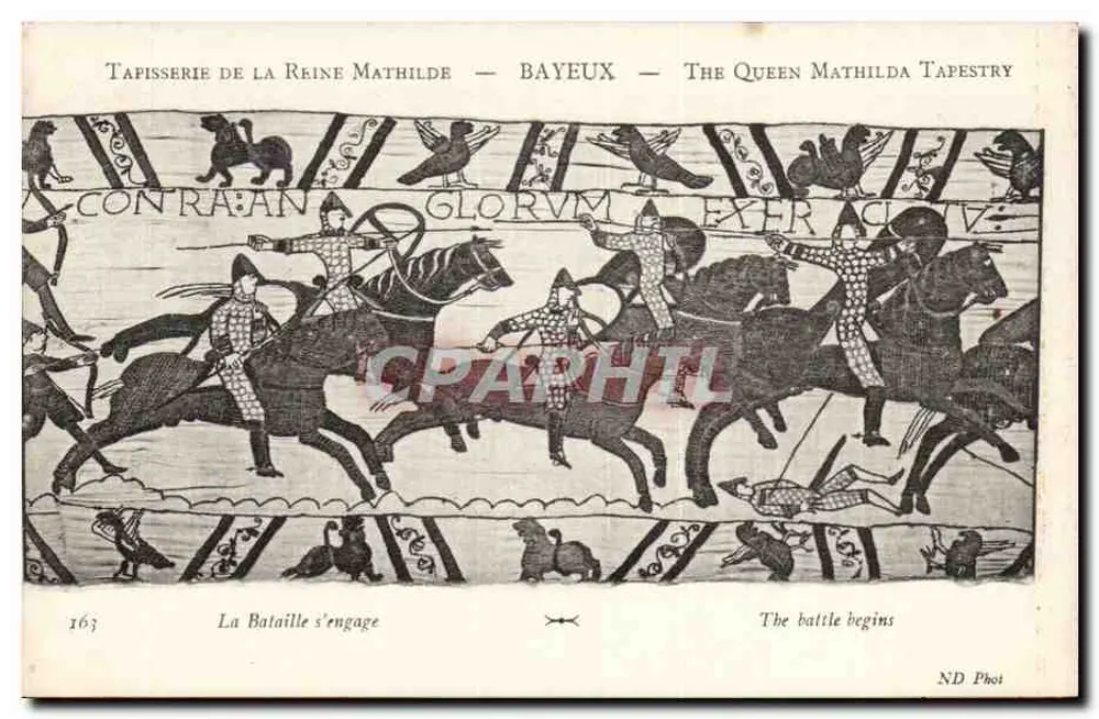 Tapisserie der Königin Mathilde — Bayeux — Szene 163: Der Kampf beginnt - Vorderseite