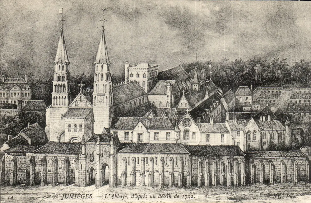 Jumieges — Die Abtei, nach einem Zeichnung von 1702 — ND. Phot. Nr. 14 - Vorderseite