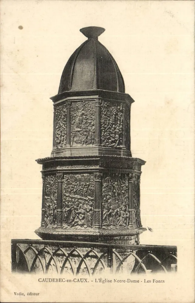 Caudebec-en-Caux - Die Kirche Notre-Dame - Die Fonts - Vorderseite