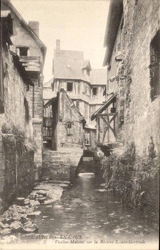 Caudebec-en-Caux — Alte Häuser am Fluss Sainte-Gertrude — ND Phot - Vorderseite