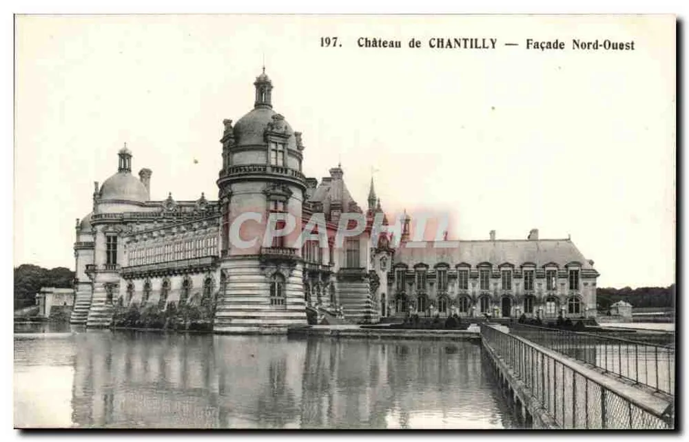 Zamek w CHANTILLY — Façada Północno-Zachodnia — Héliotypie A. Bourdier, Paryż - Awers