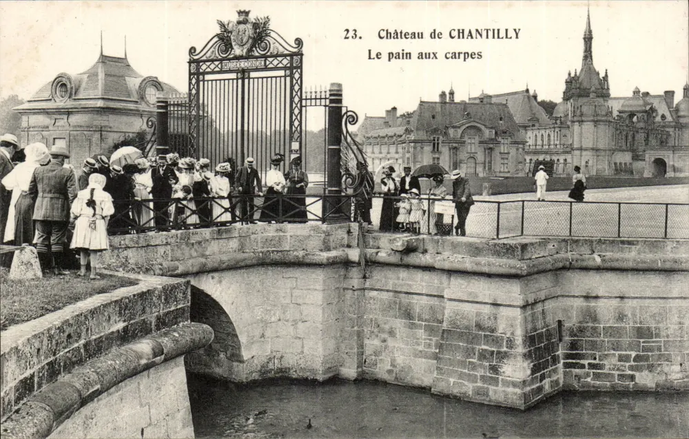 Castelo de Chantilly — O Ponte das Carpas — Héliotypie A. Bourdier, Versailles - Frente