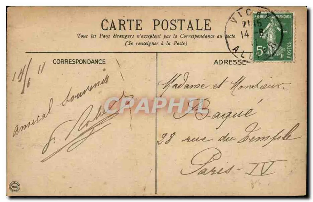Vichy — La Terrasse del Casinò — G.D. - Verso