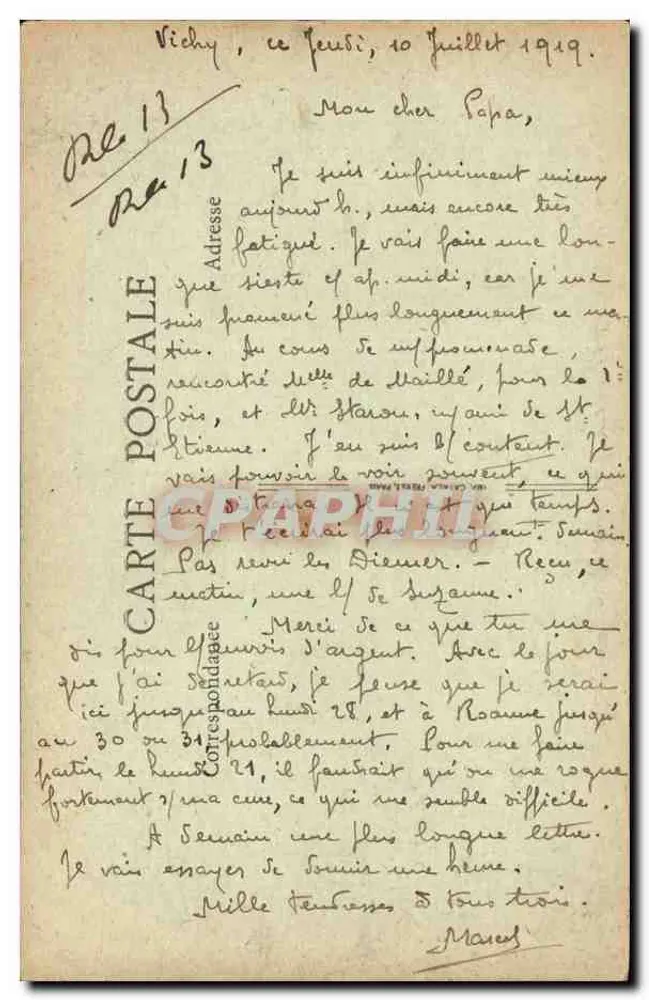 Vichy (Allier) — Innenansicht des Casinos (Briefschreibraum) — B. F., Paris - Rückseite