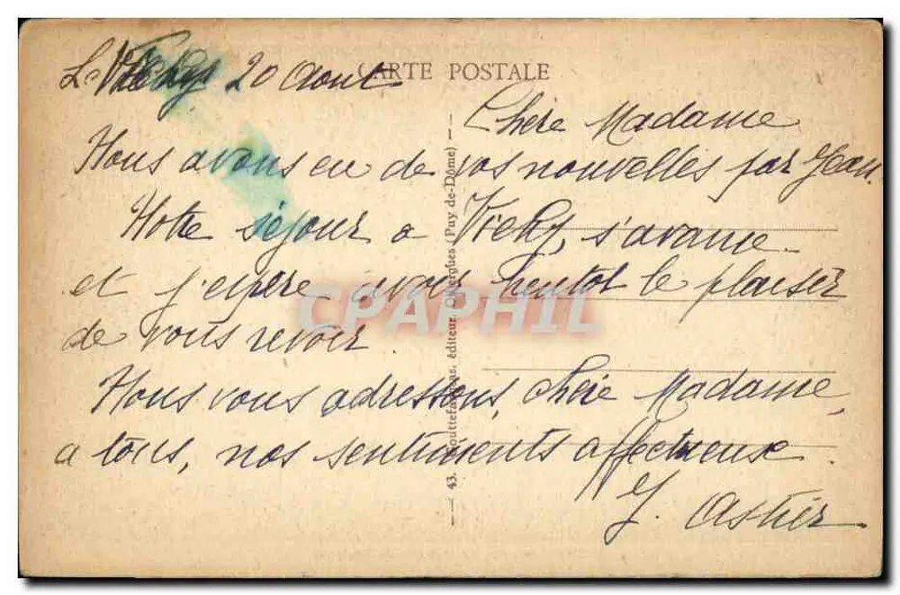 Vichy - Pavilhão da Senhora de Sévigné — G.d'C, editor 43 - Verso