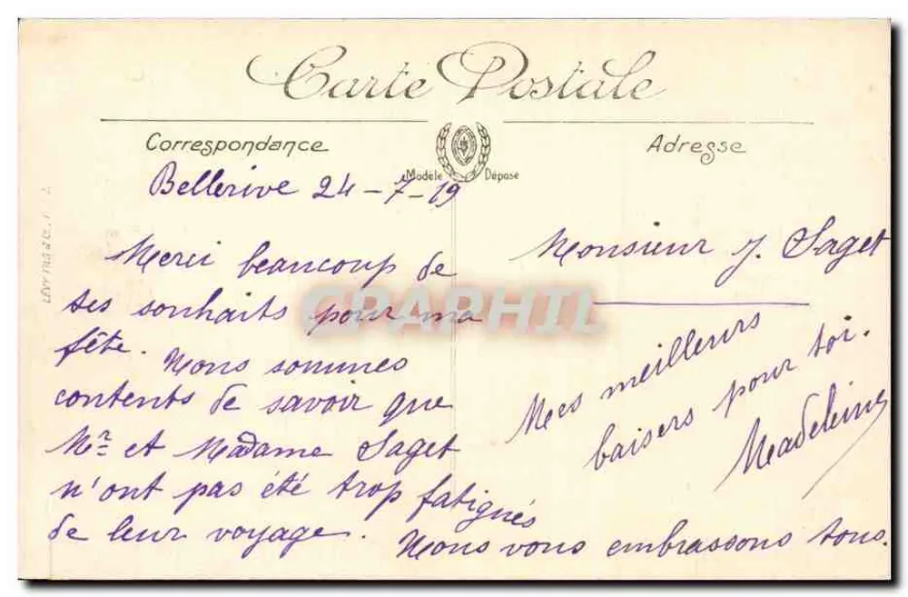 Vichy — O Ponte sobre o Allier — LL, n° 114 - Verso