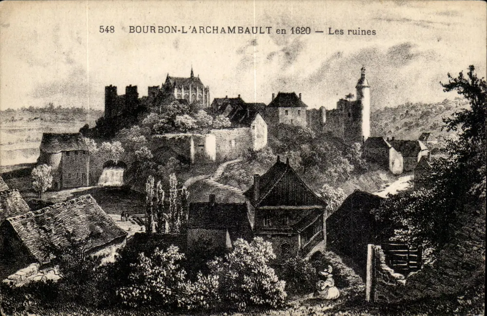 Bourbon-l'Archambault — Las ruinas en 1620 — editor anónimo, n° 548 - Anverso