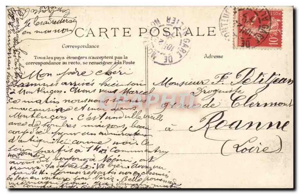 Montluçon — Velho Castelo e Quartel — Édit. Lageyère, Montluçon - Verso