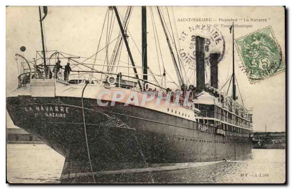 Saint-Nazaire — Dampfschiff "La Navarre" der C° G° Transatlantique - Vorderseite