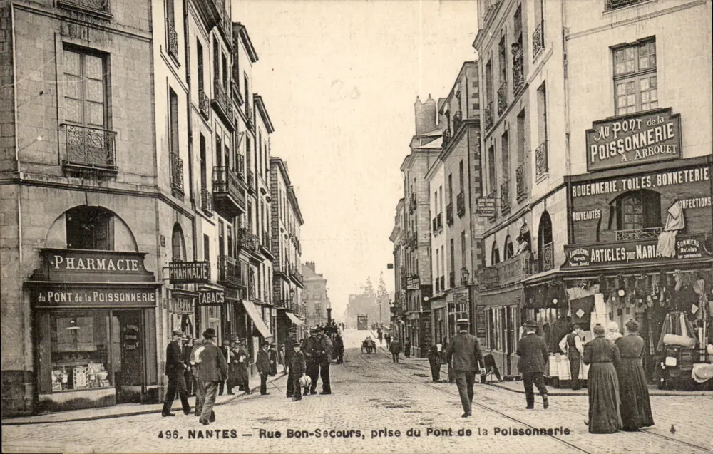 Nantes — Rue Bon-Secours, Blick auf den Pont de la Poissonnerie — Verlag F. Chapeau - Vorderseite