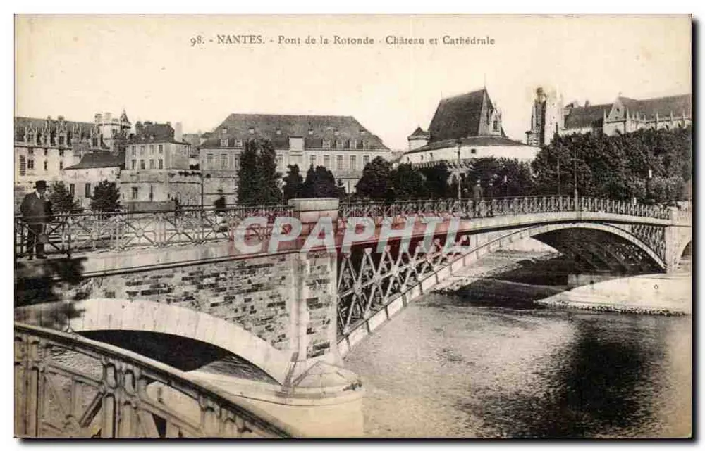 NANTES - Pont de la Rotonde - Schloss und Kathedrale - Vorderseite