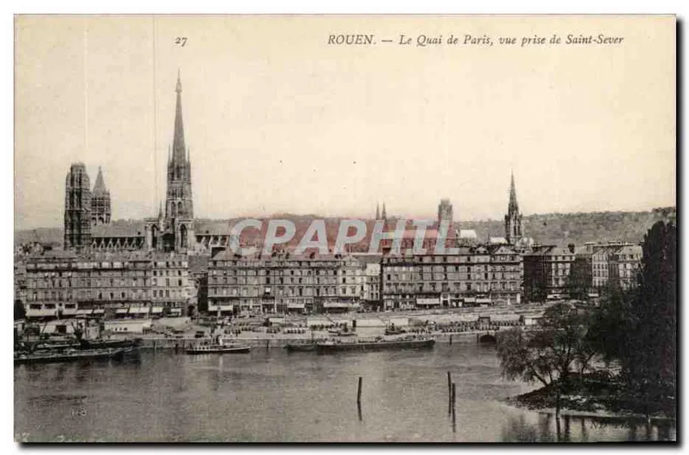 Rouen — Der Quai von Paris, Aussicht vom Saint-Sever — n°27 - Vorderseite
