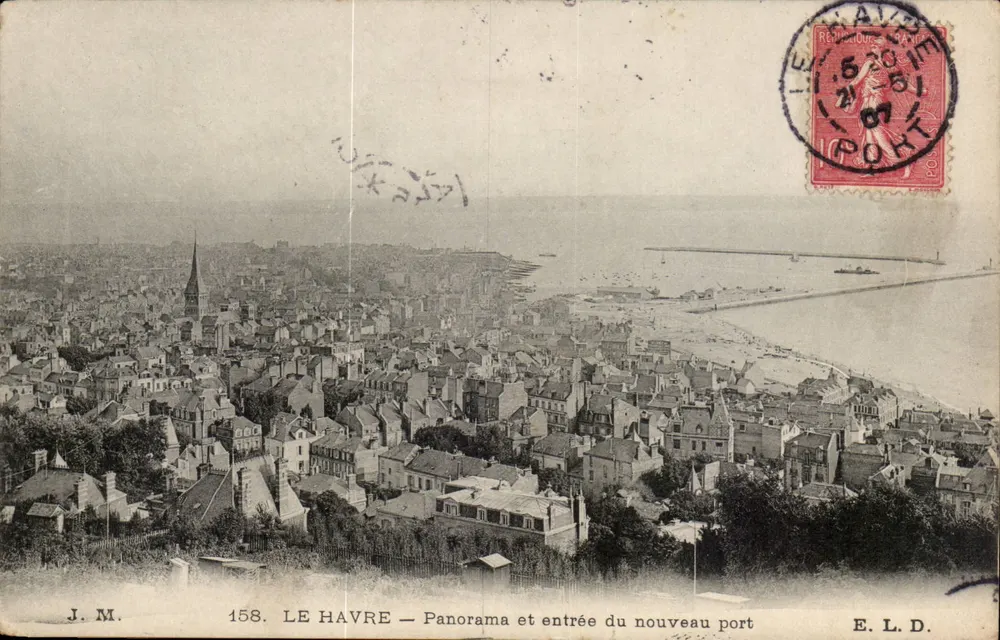 Le Havre — Panorama und Eingang zum neuen Hafen — J. M. n°158 - Vorderseite