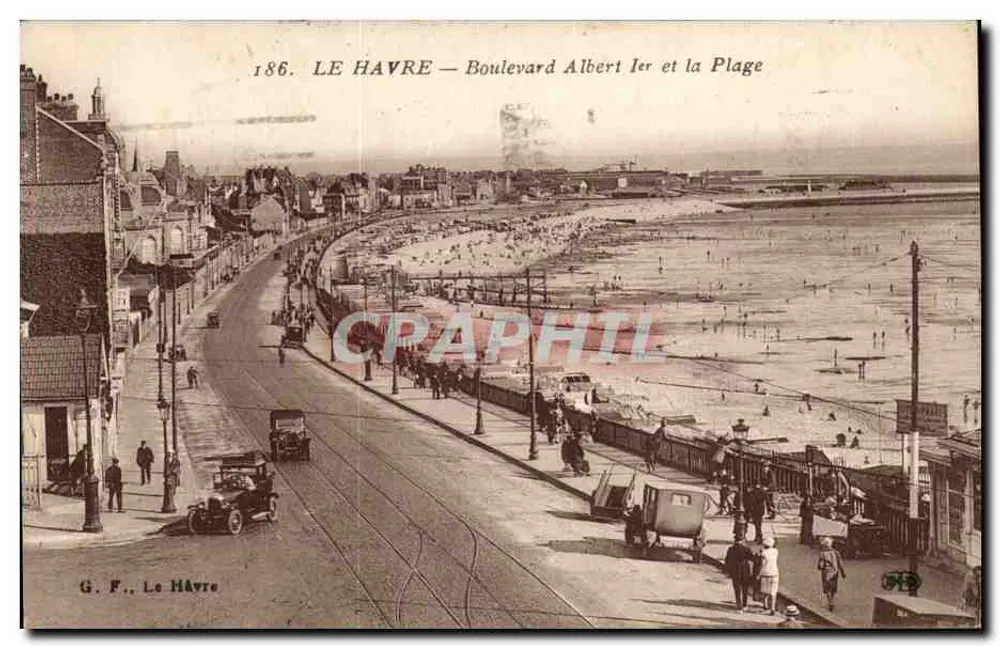 Le Havre — Boulevard Albert Ier e a Praia — G. F., Le Havre - Frente