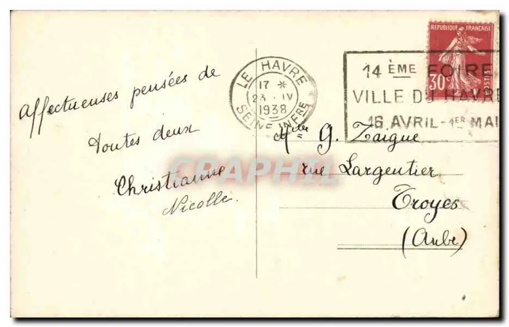 Le Havre — Effekt von Wellen an der neuen Mole — C.M., Le Havre, Nr. 280 - Rückseite