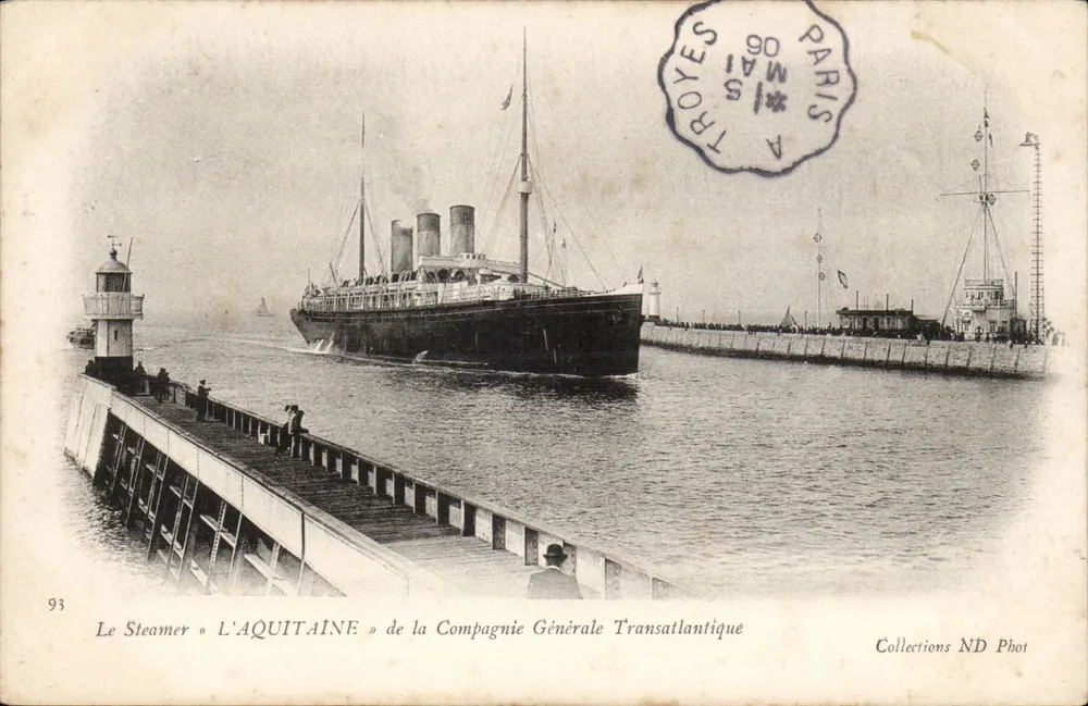 Der Dampfer « L'AQUITAIN » der Compagnie Générale Transatlantique — Paris, Mai 1906 — Collections ND Phot - Vorderseite