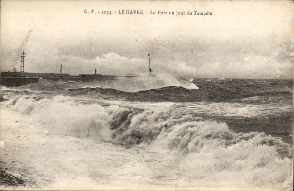 Le Havre — Ansicht des Hafens an einem Sturmtag — C.V. 2074 - Vorderseite
